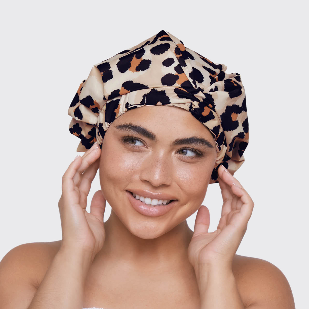 Recycled Polyester Luxe Shower Cap - Leopard