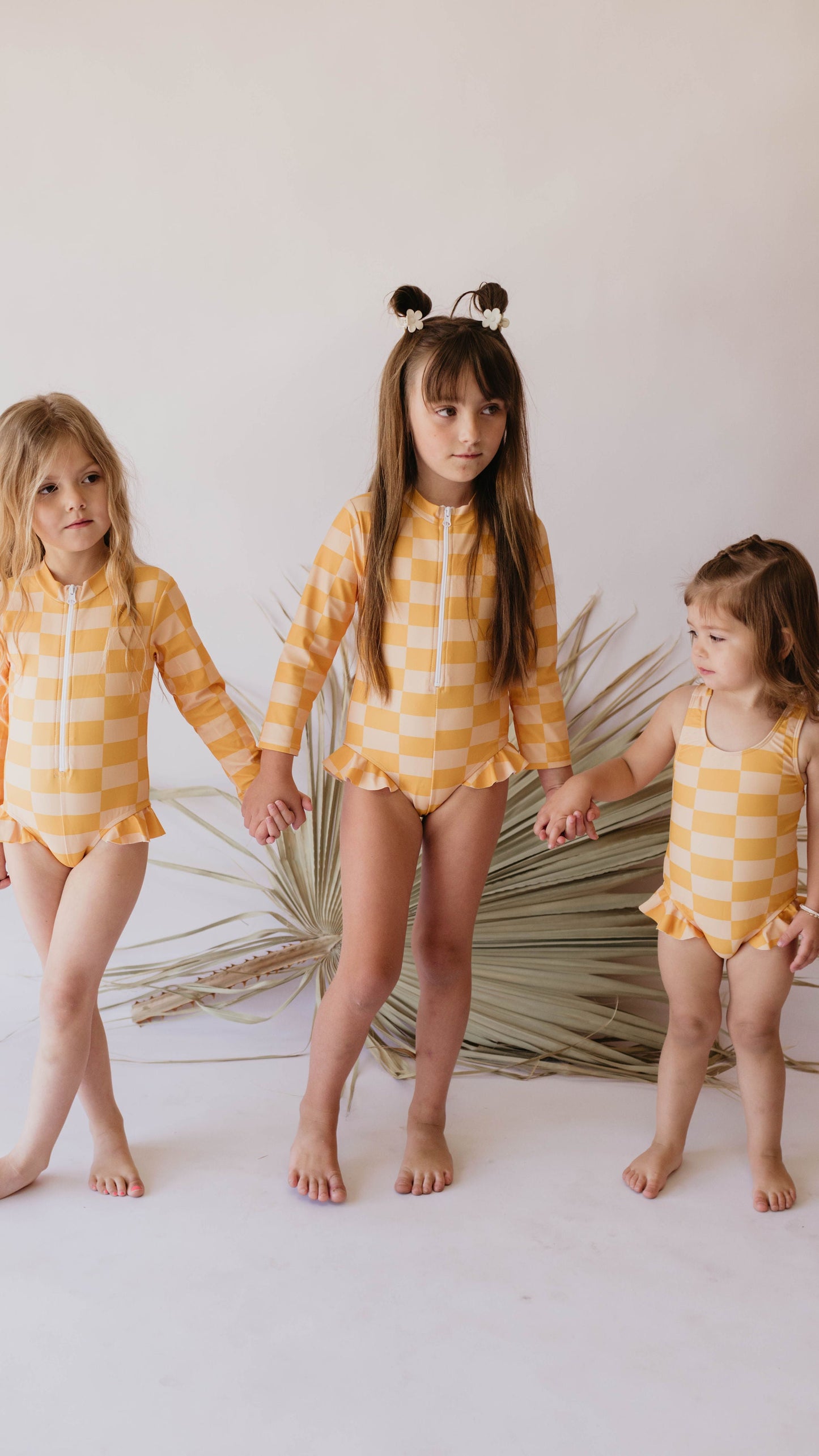 Sunny Checker | Girl Long Sleeve Swimsuit