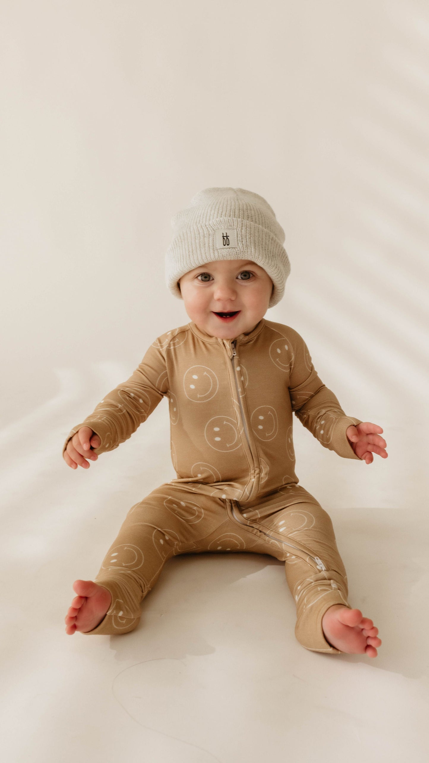 Just Smile Tan | Bamboo Zip Pajamas