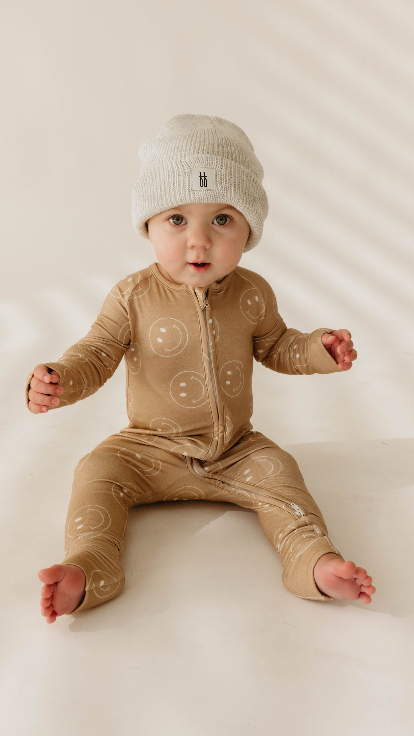 Just Smile Tan | Bamboo Zip Pajamas