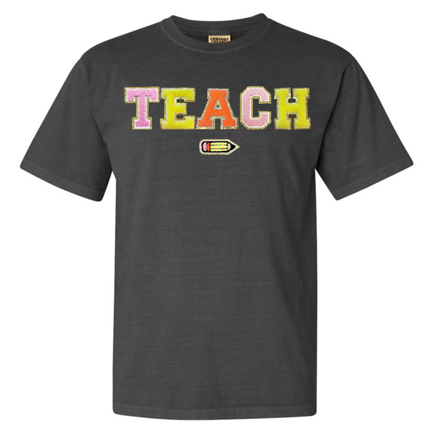 Teach Pencil Letter Patch T-Shirt