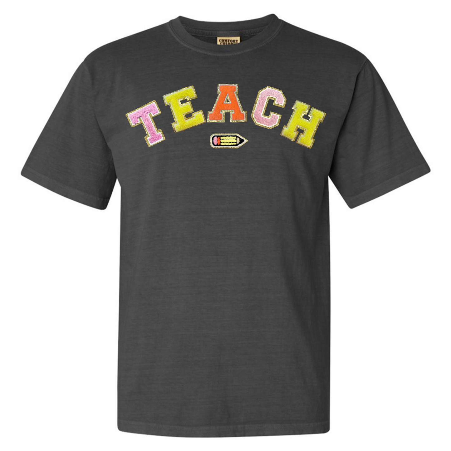 Teach Pencil Letter Patch T-Shirt