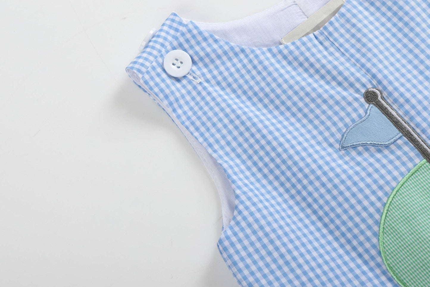 Lil Cactus - Blue Gingham Golf Hole Shortall