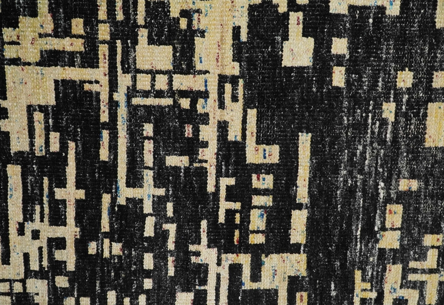 4x6 Hand Knotted Beige and Black Modern Abstract Contemporary Recycled Silk Area Rug | OP54