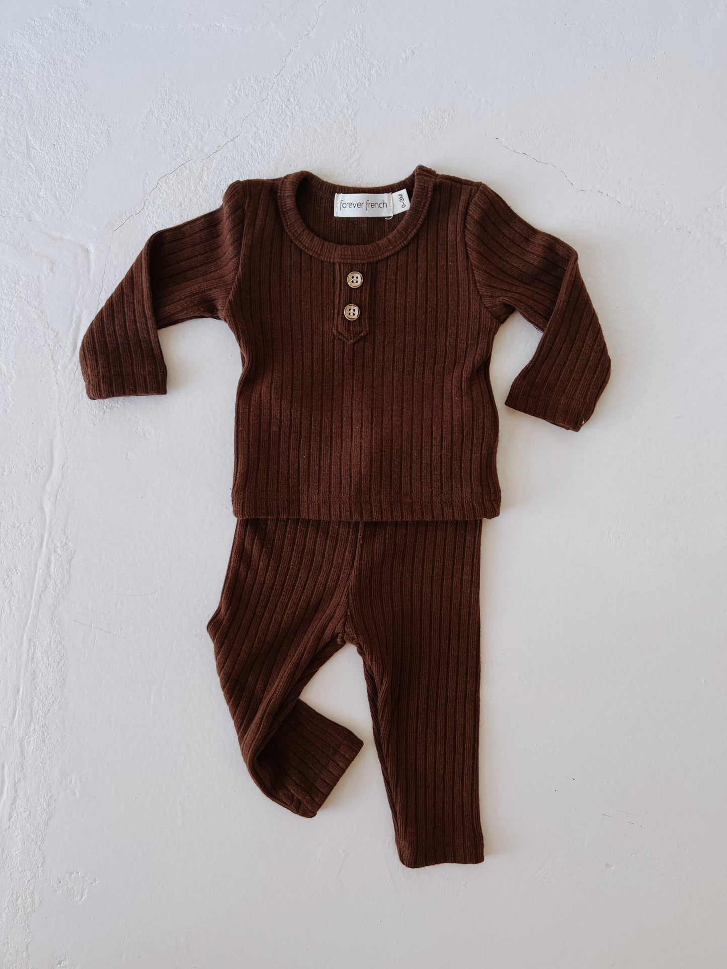 Chocolate Ribbed | Two Piece Lounge Set