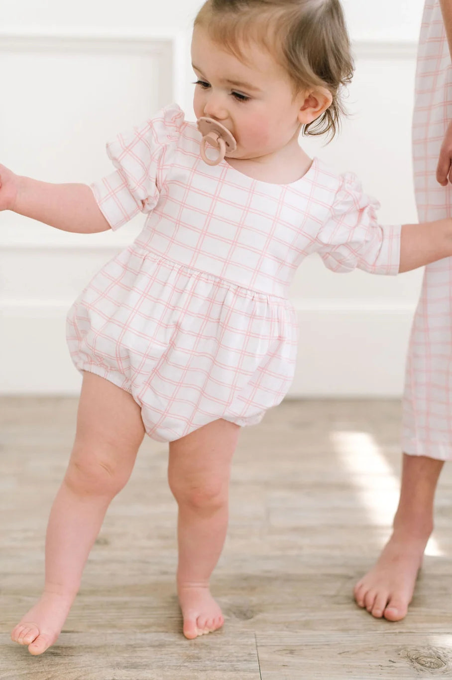 Puff Romper in Pink Picnic