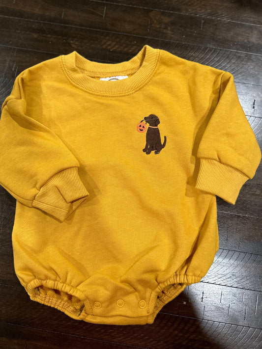 Yellow Halloween Pup Crewneck Bubble