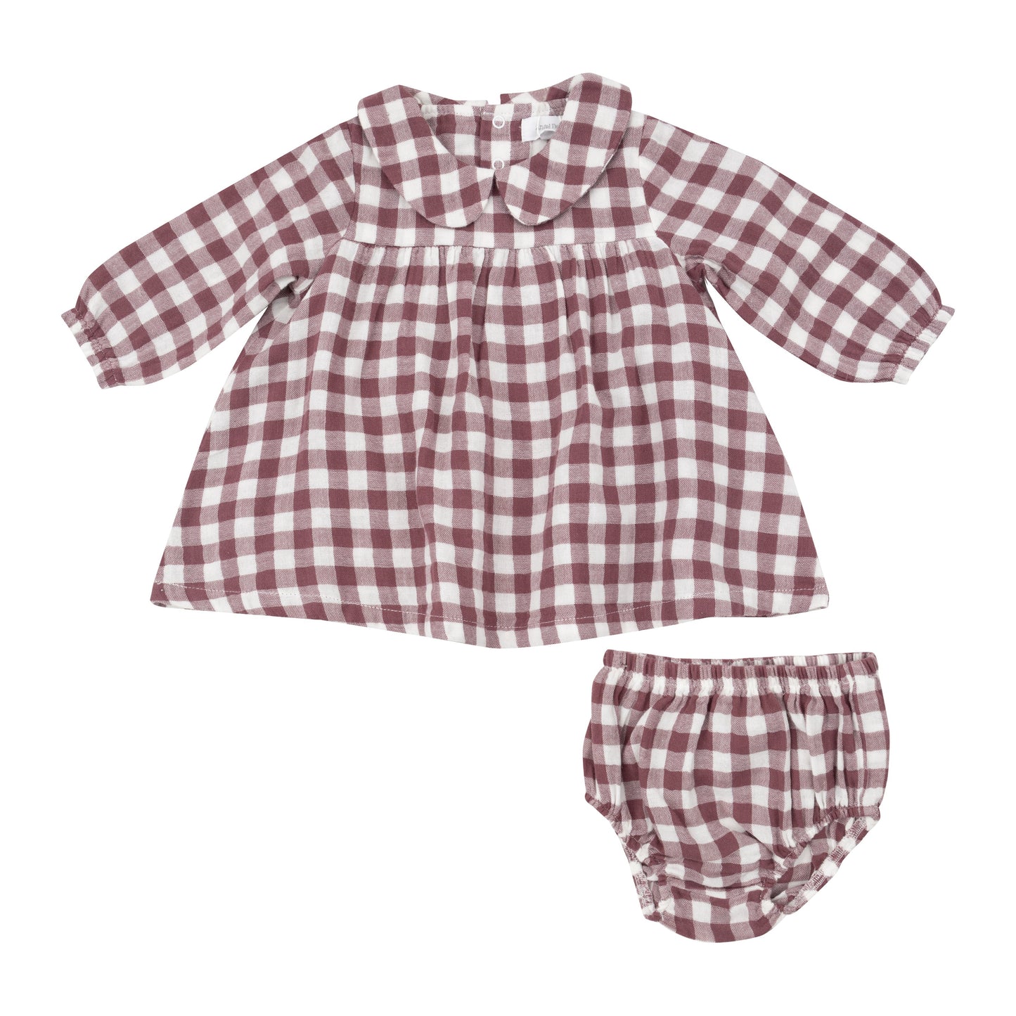 Peter Pan Collar Dress And Bloomer - Gingham Plum