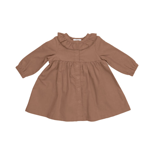 Ruffle Neck Dress - Mocha