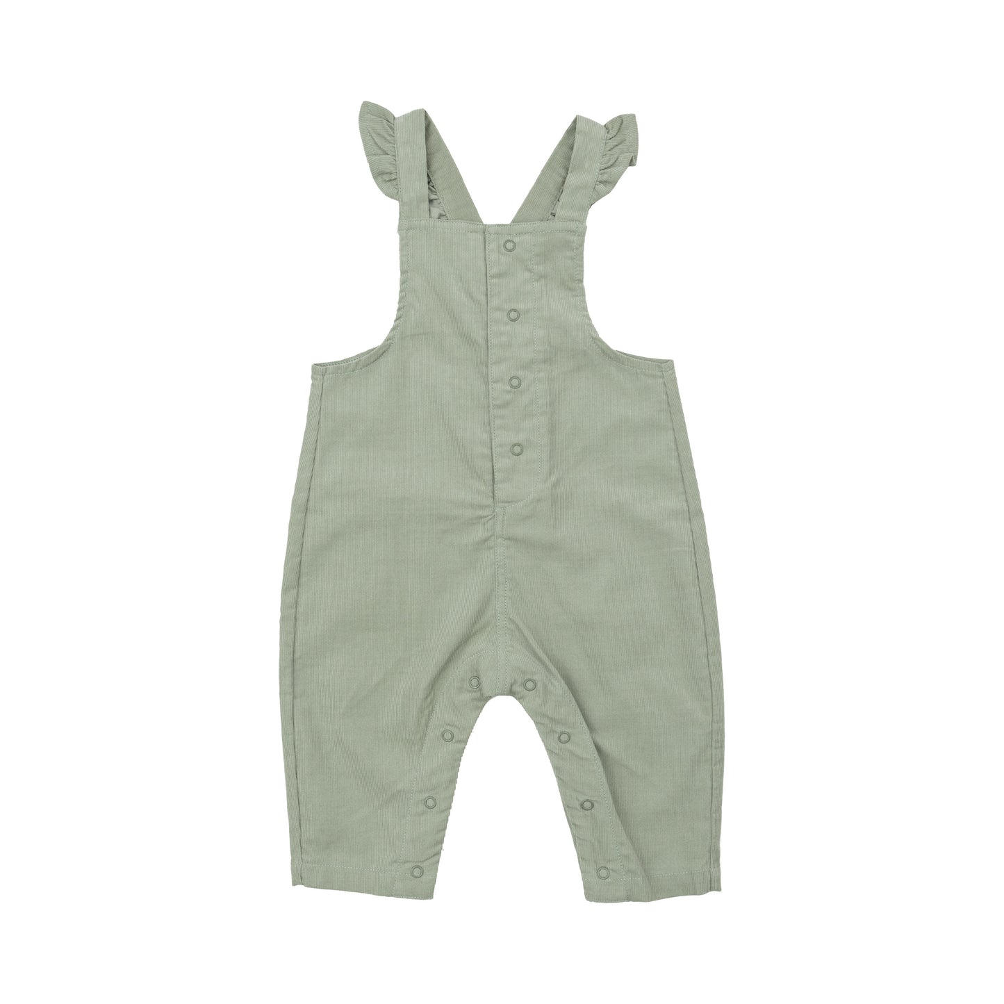 Front Pocket Ruffle Overall - Corduroy Desert Sage