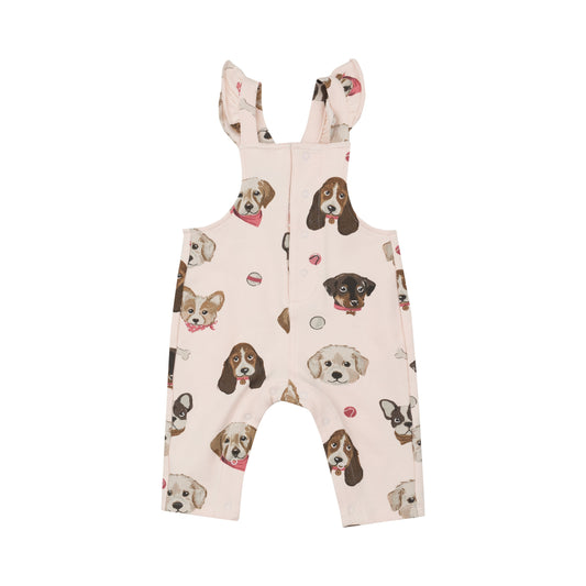 Front Pocket Ruffle Overall - Pretty Puppy Faces