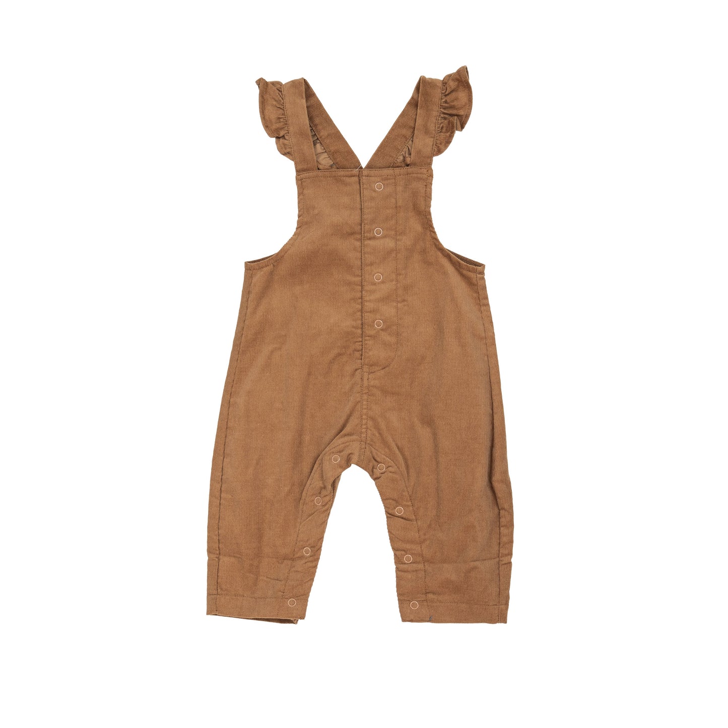 Front Pocket Ruffle Overall - Cashew