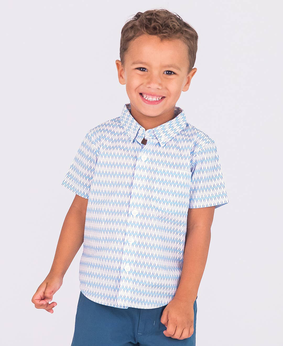 RuffleButts + RuggedButts - Boys Riding the Waves Short Sleeve Button Down Shirt