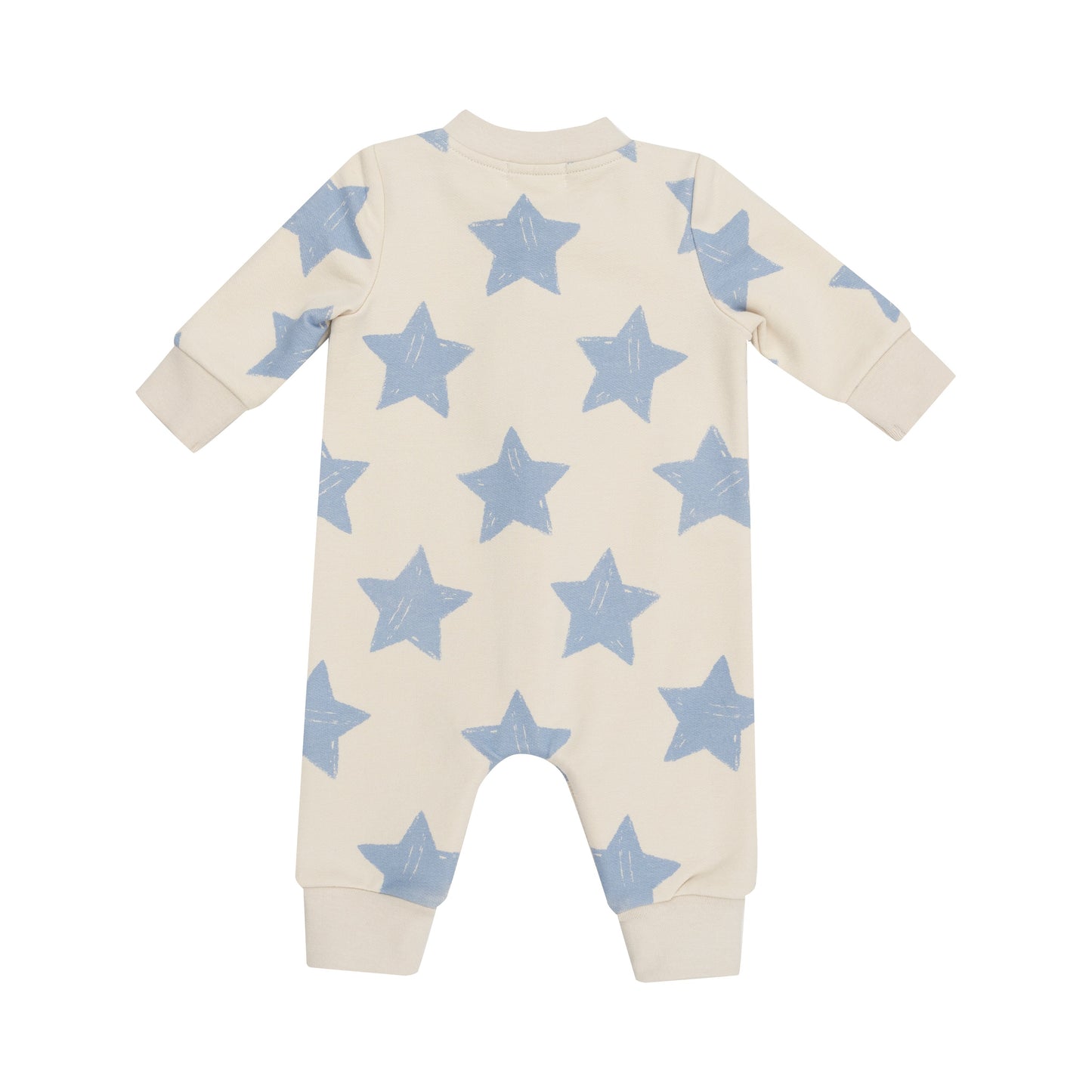 Baseball Collar Romper - Sketchy Stars Blue