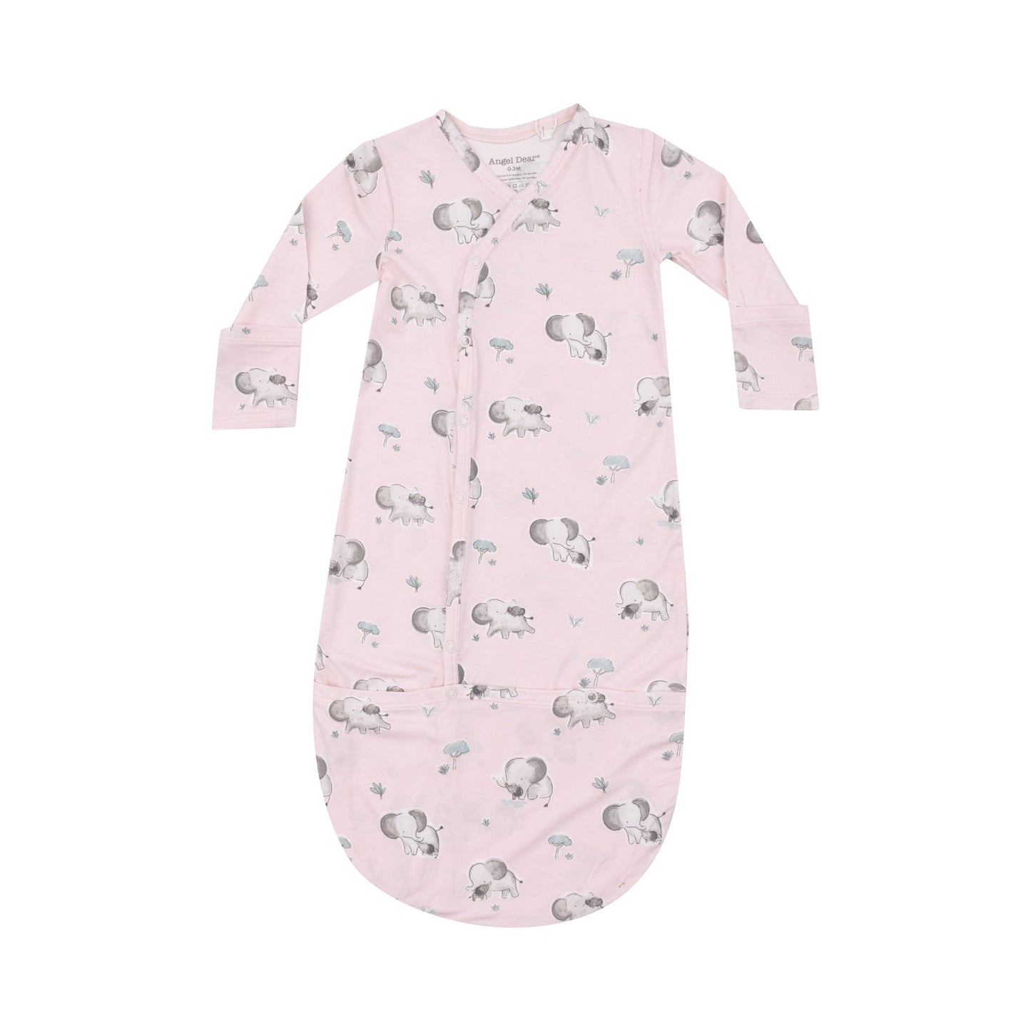 Bundle Gown - Gray Elephants - Pink