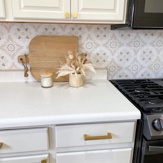 Cream Mediterranean Tile Backsplash