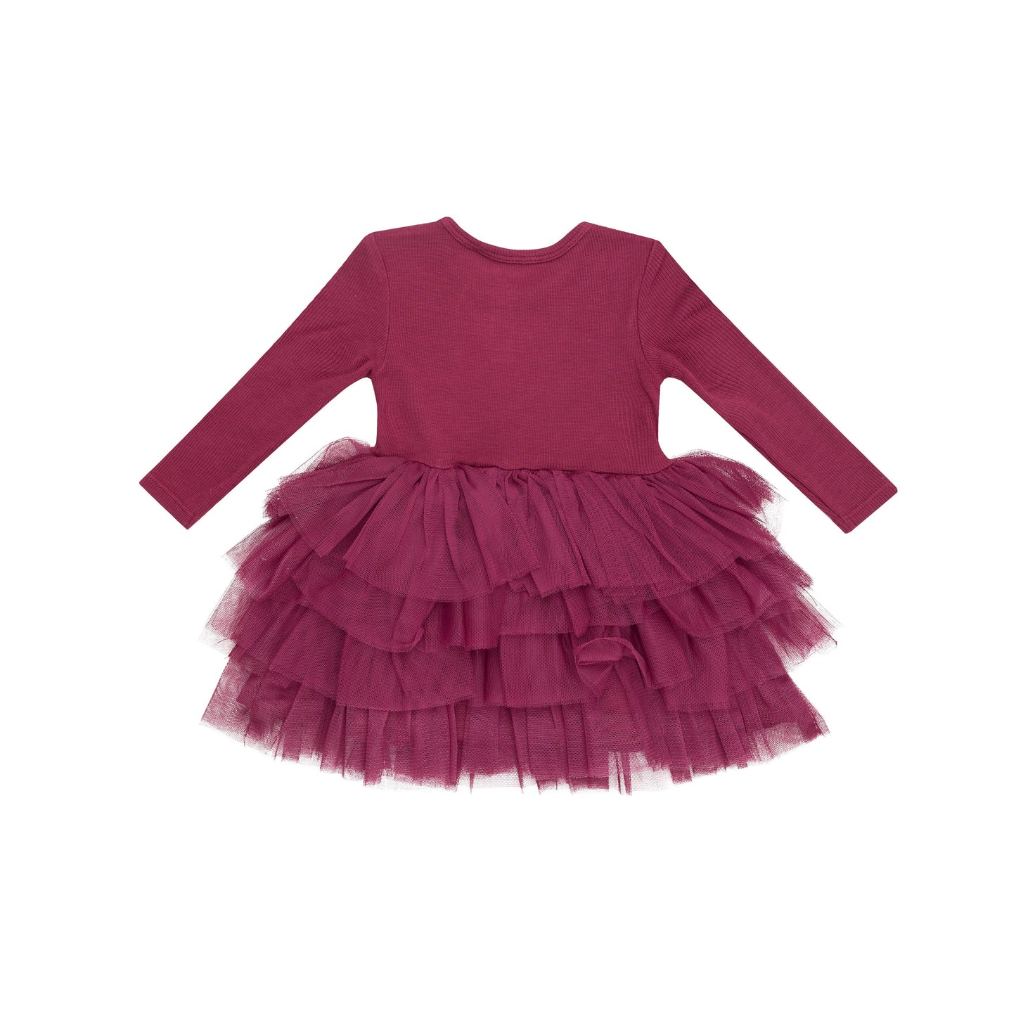 L/S Layered Tulle Dress - Basic - Solid Rose Bud