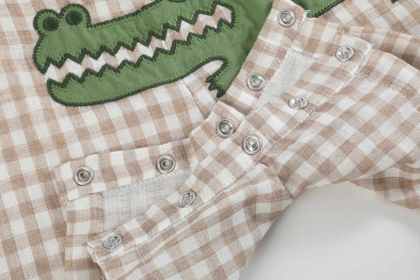 Lil Cactus - Brown Gingham Alligator Shortalls