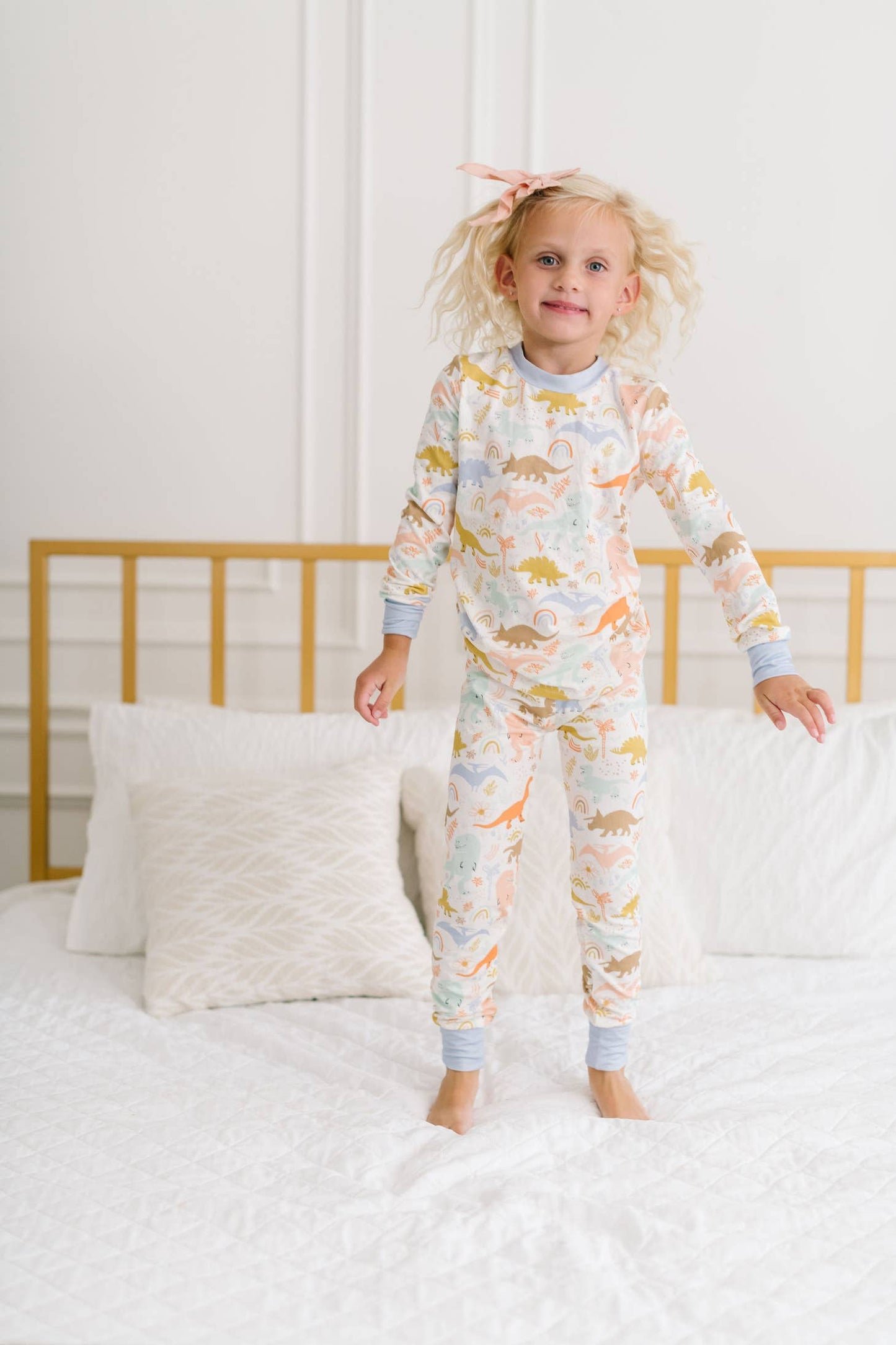 2 Piece Bamboo Pajama Set in Dainty Dinos