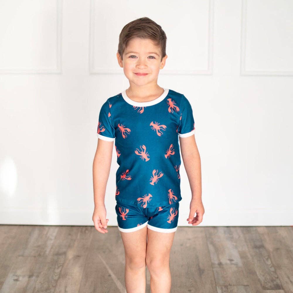 Sugar Bee Clothing - Short Sleeve Lounge Set - Navy Crawfish