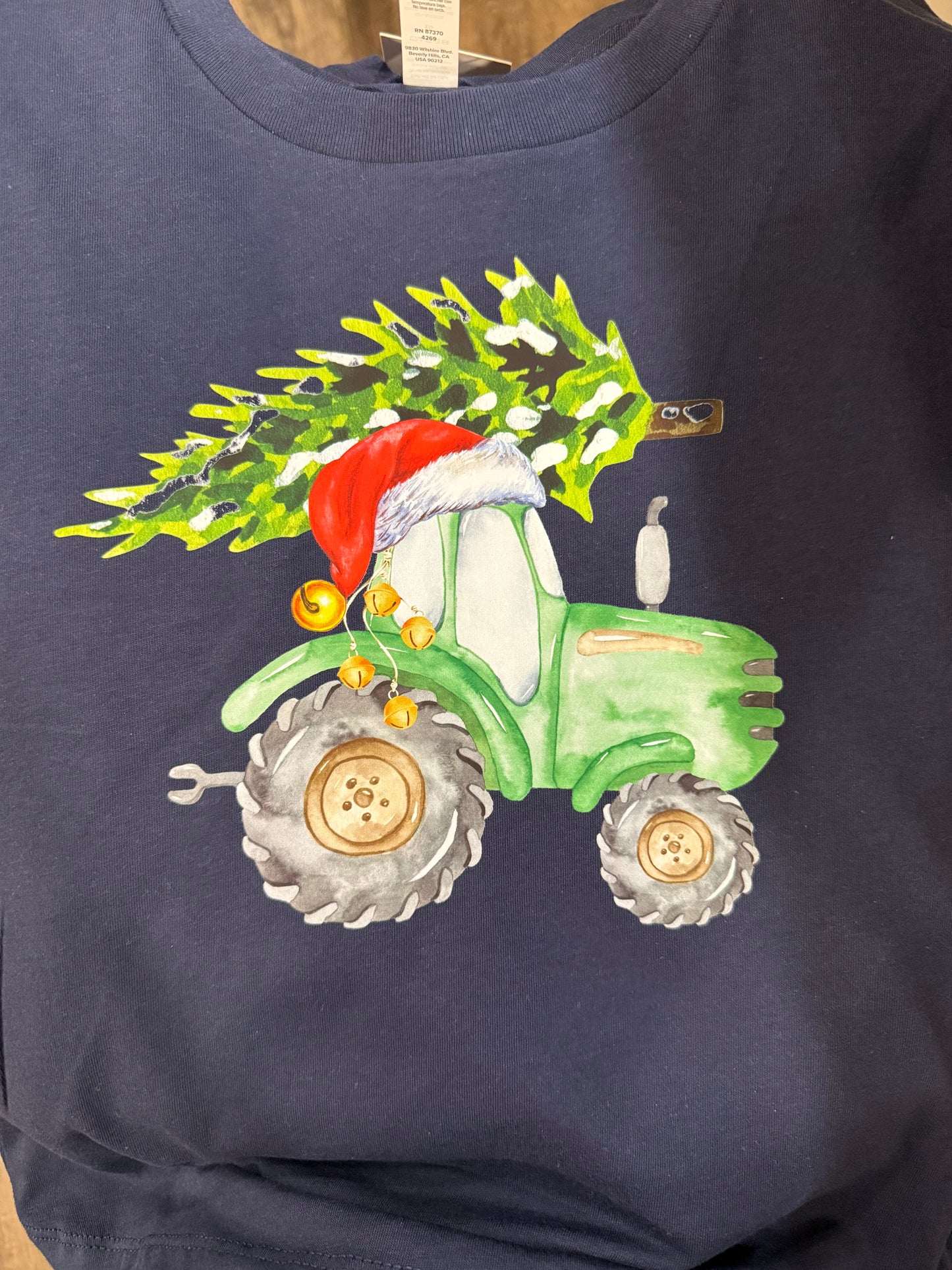 Navy Tractor Christmas Tree Tee DTF Transfer