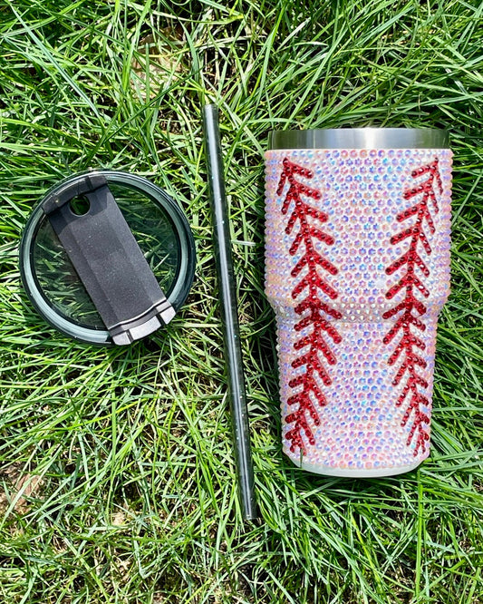 Pre-Order: 20 Oz. Crystal BASEBALL "Blinged Out" Tumbler (Ships Approx. 6/15)
