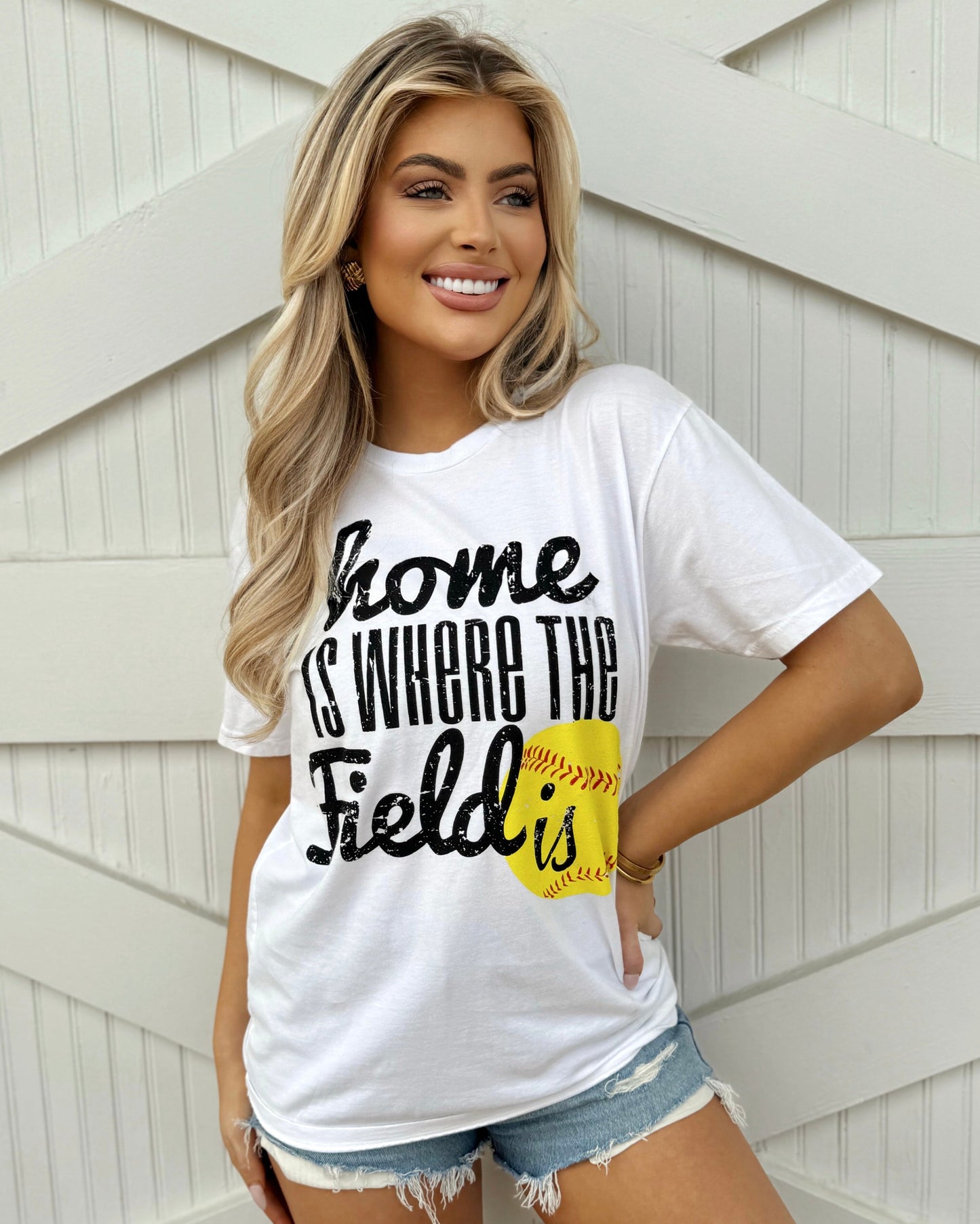 Softball Home Is Where The Field Is® White Comfy Tee