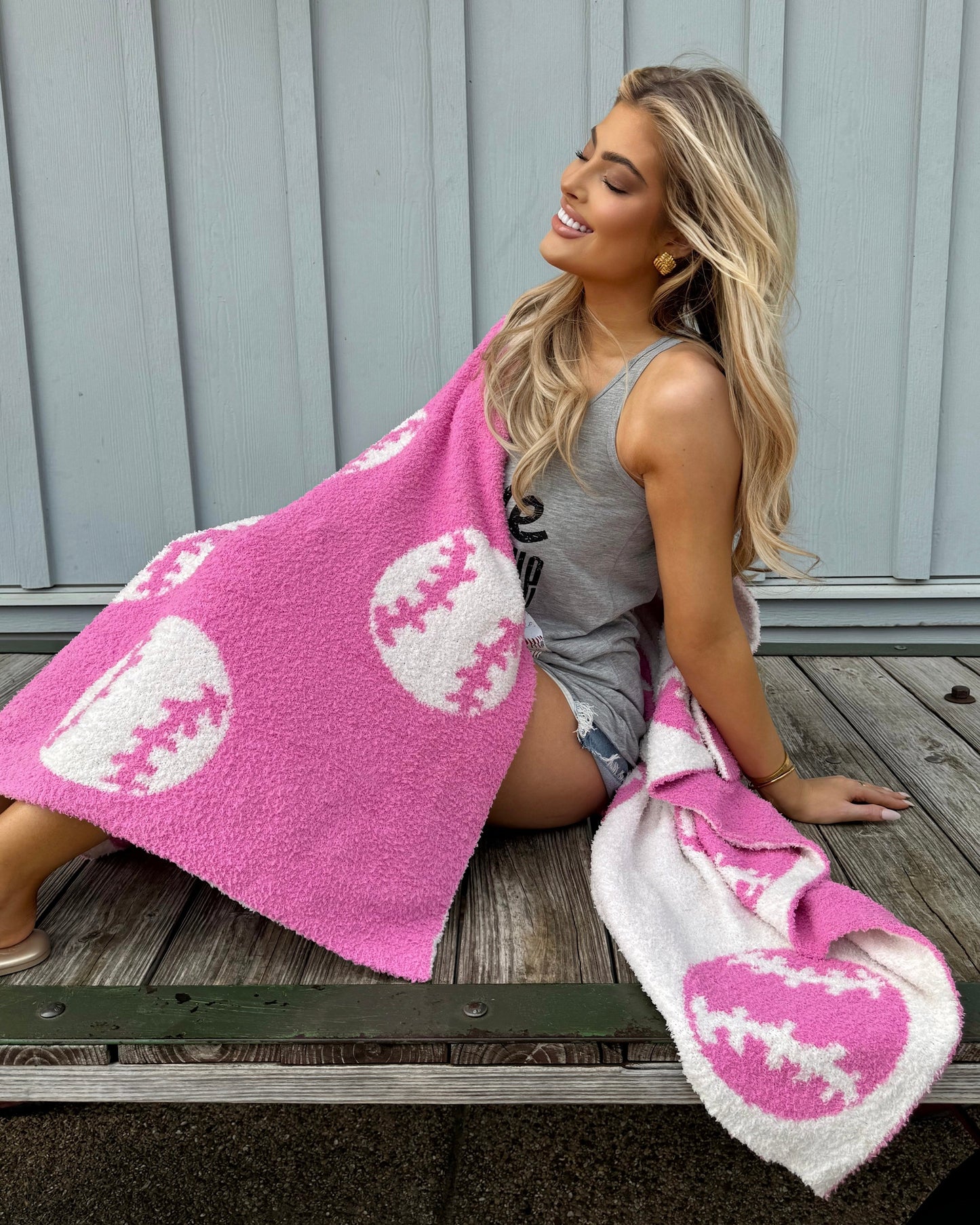 Baseball/Softball Hot Pink Cozy Plush Blanket