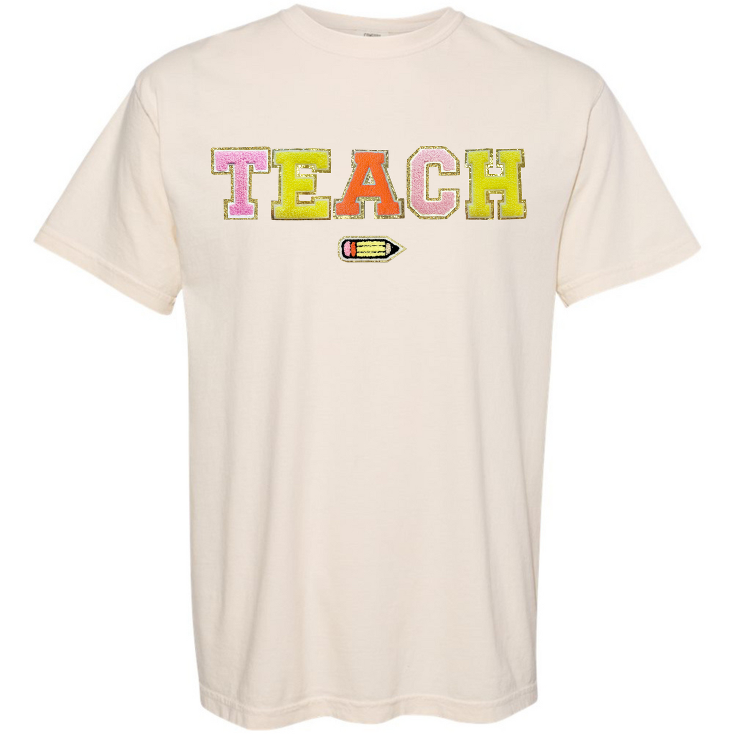 Teach Pencil Letter Patch T-Shirt