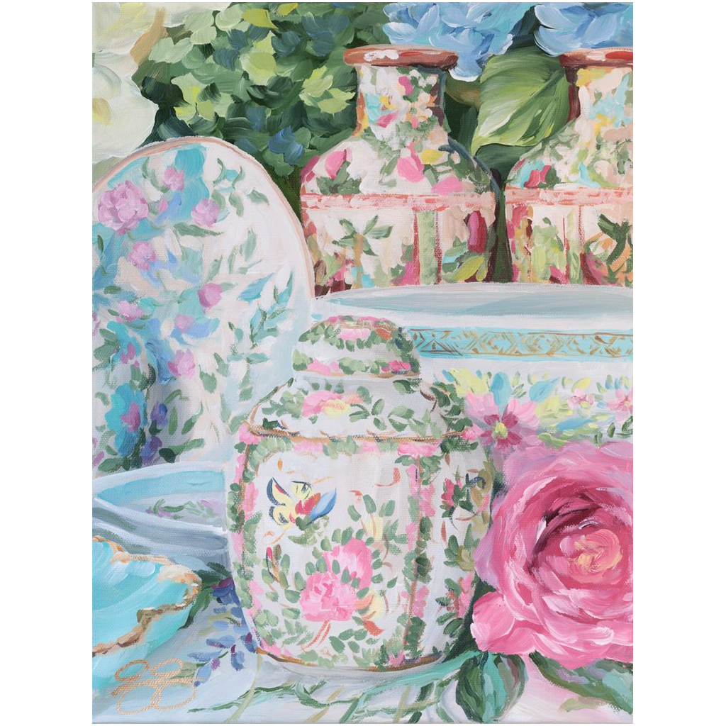 Rose Canton Ginger Jar, a fine art print on canvas