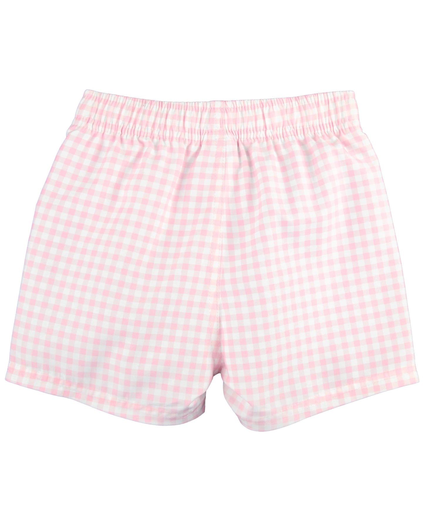 RuffleButts + RuggedButts - Boys Pink Gingham Swim Trunks