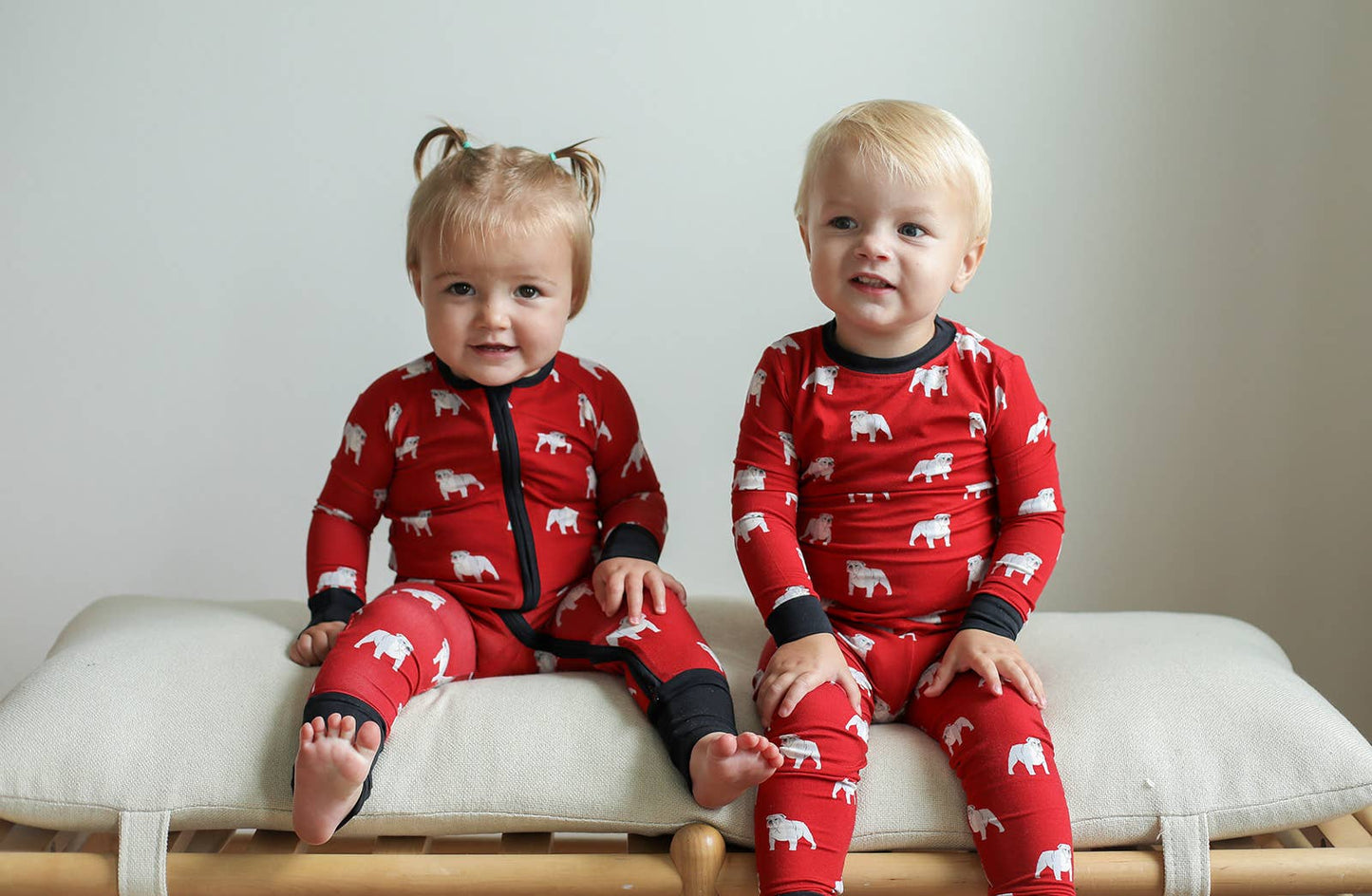 Southern Slumber - Red Bulldog 2 Piece Bamboo Pajama Set - GAME DAY - Football