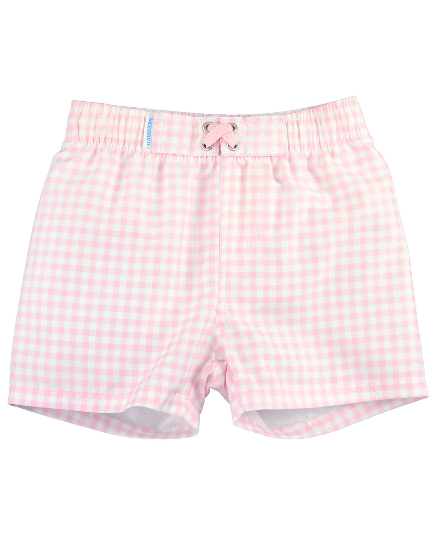 RuffleButts + RuggedButts - Boys Pink Gingham Swim Trunks