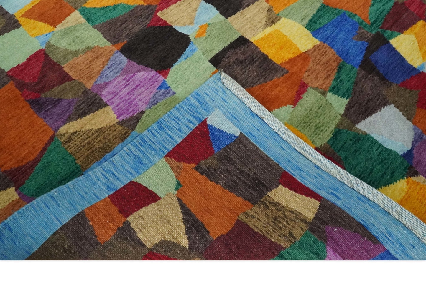 5x7 Multicolor Shapes Modern Artistic Wool Hand Woven Southwestern Rug | KNT35