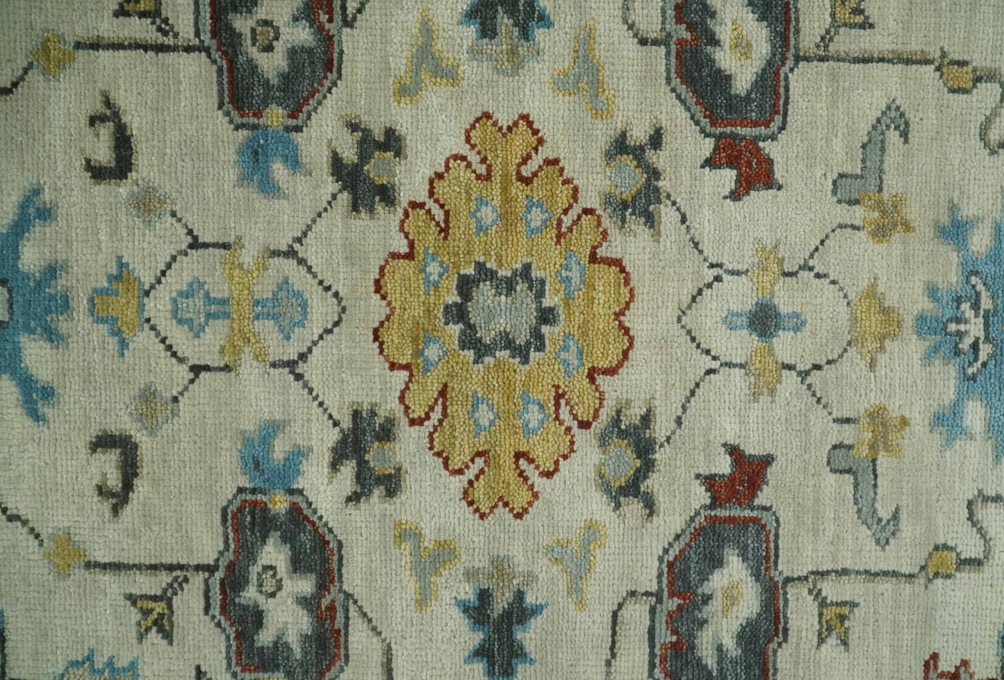 Beige, Gray, and Ivory Traditional Hand Knotted Oriental Oushak Multi Size wool Area Rug