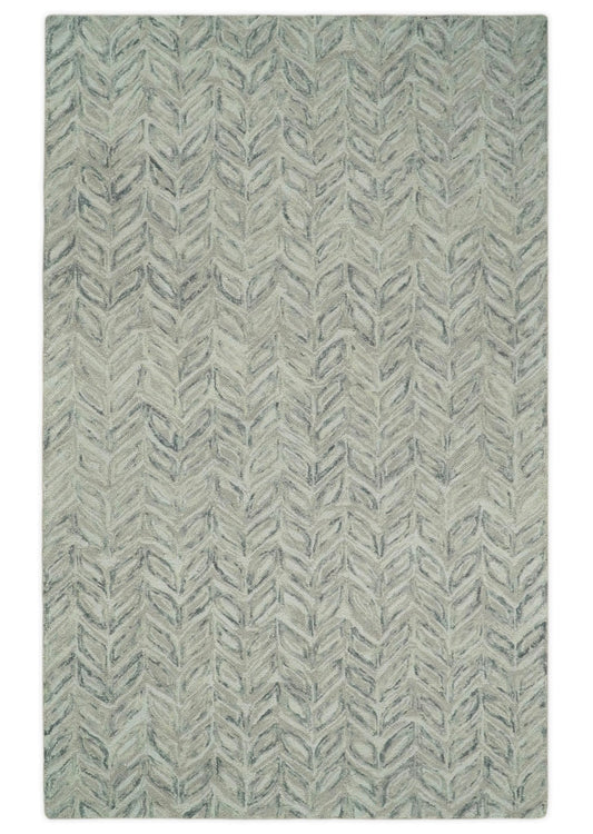 5x8 and 8x10 Beige and Gray Hand Tufted Modern Scandinavian Wool Loop Rug | ALCH1