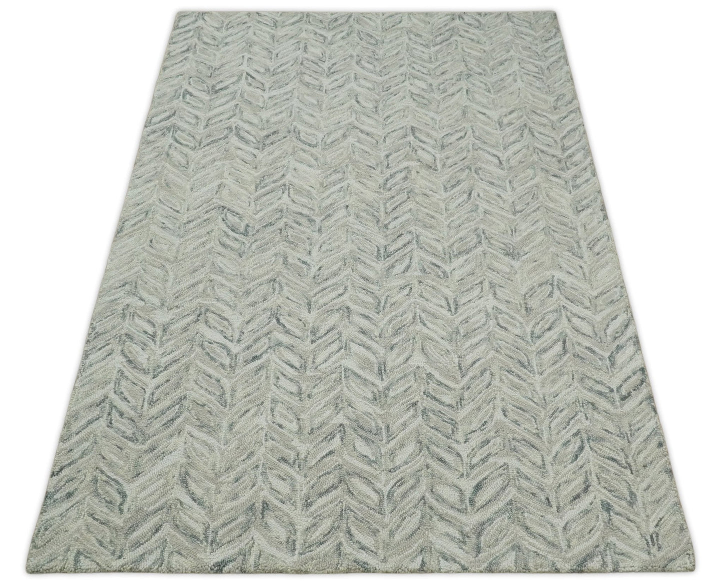 5x8 and 8x10 Beige and Gray Hand Tufted Modern Scandinavian Wool Loop Rug | ALCH1