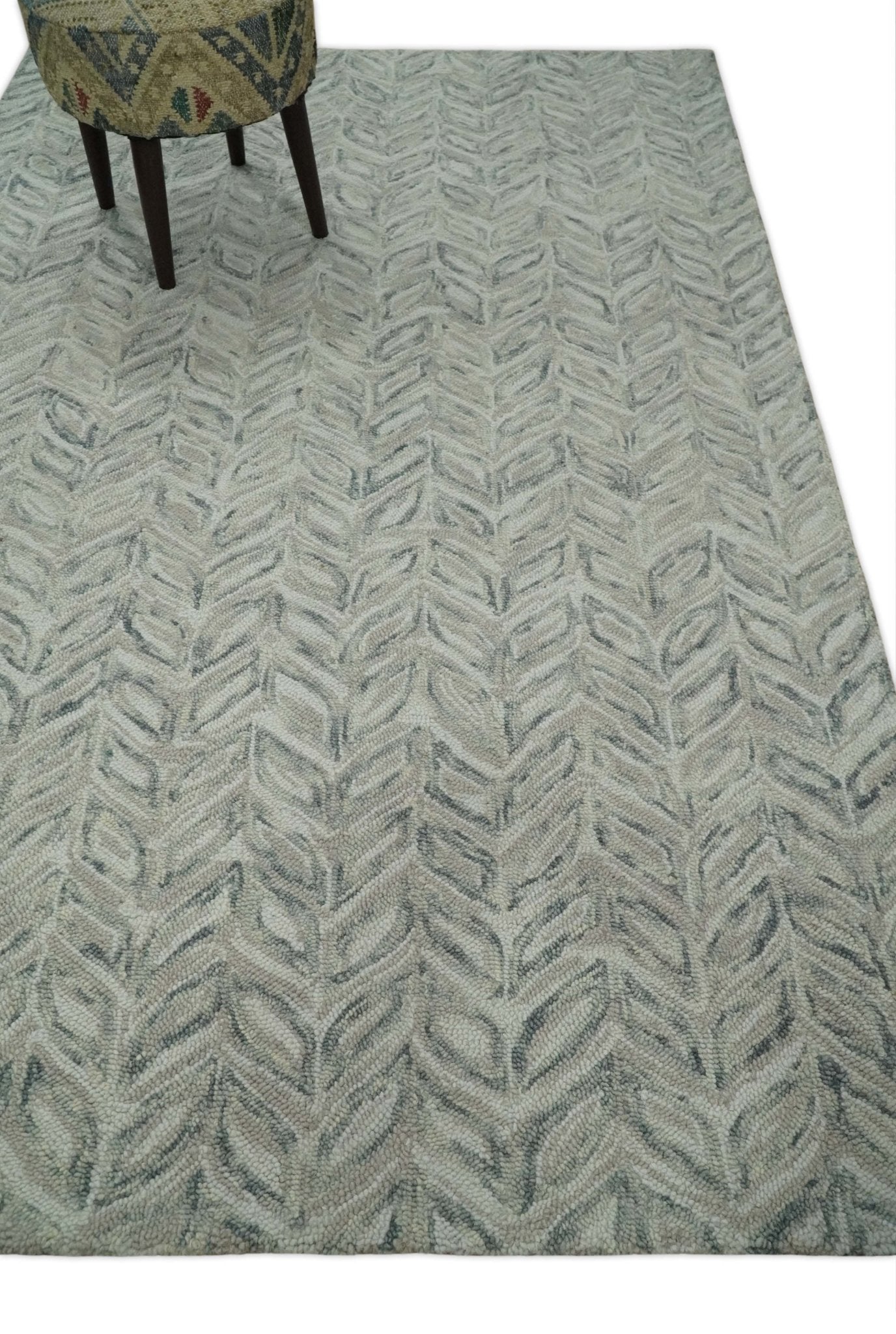 5x8 and 8x10 Beige and Gray Hand Tufted Modern Scandinavian Wool Loop Rug | ALCH1