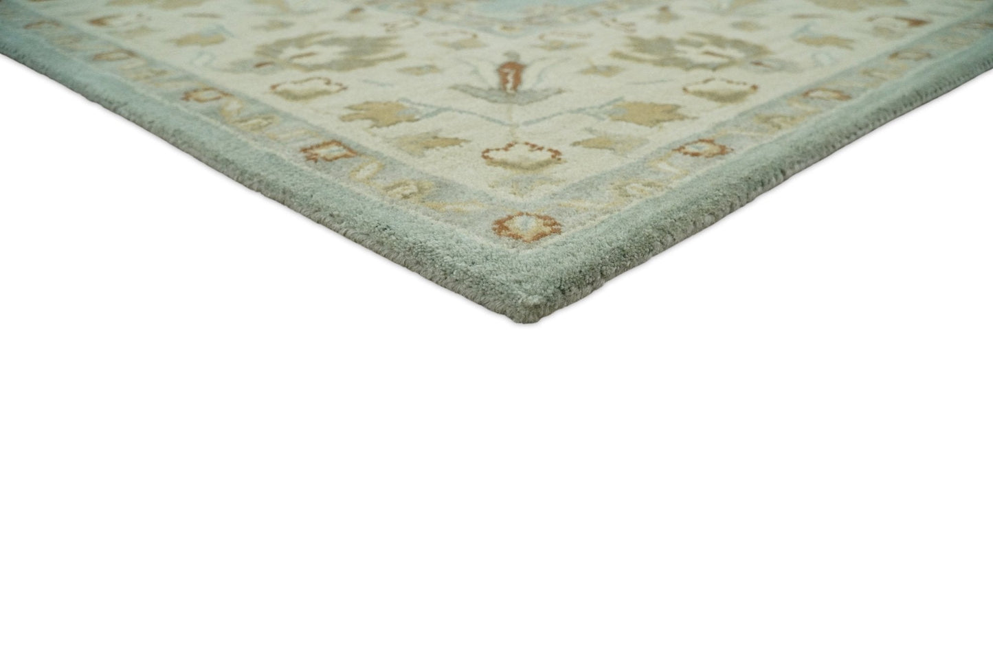 5x8 and 8x10 Blue and Beige Handmade Classic Vintage Design Wool Area Rug | TRDCP117TUF