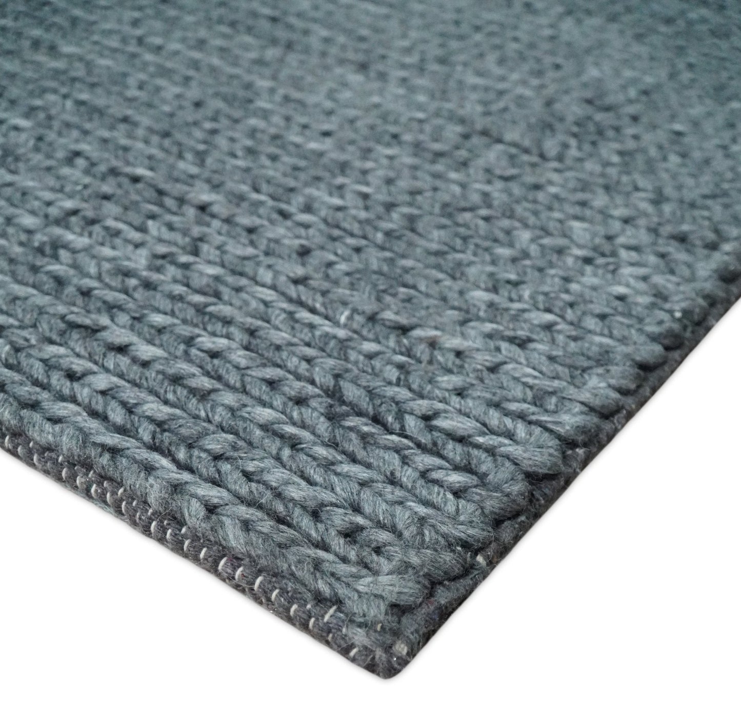 5x8 and 8x10 Braided Wool Solid Gray Felted Chunky Hand Woven Soft Plush Area Rug | DOV7