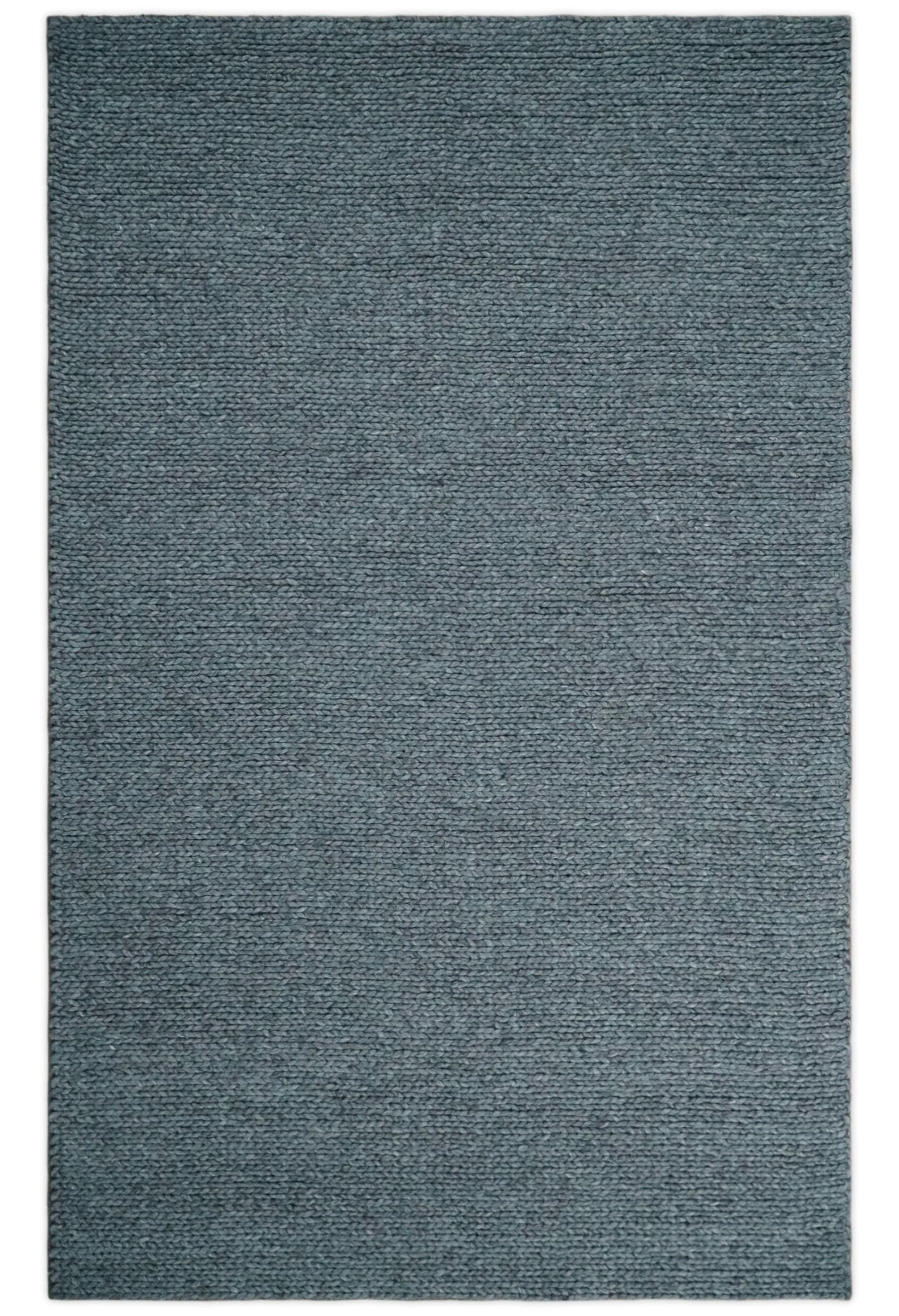 5x8 and 8x10 Braided Wool Solid Gray Felted Chunky Hand Woven Soft Plush Area Rug | DOV7