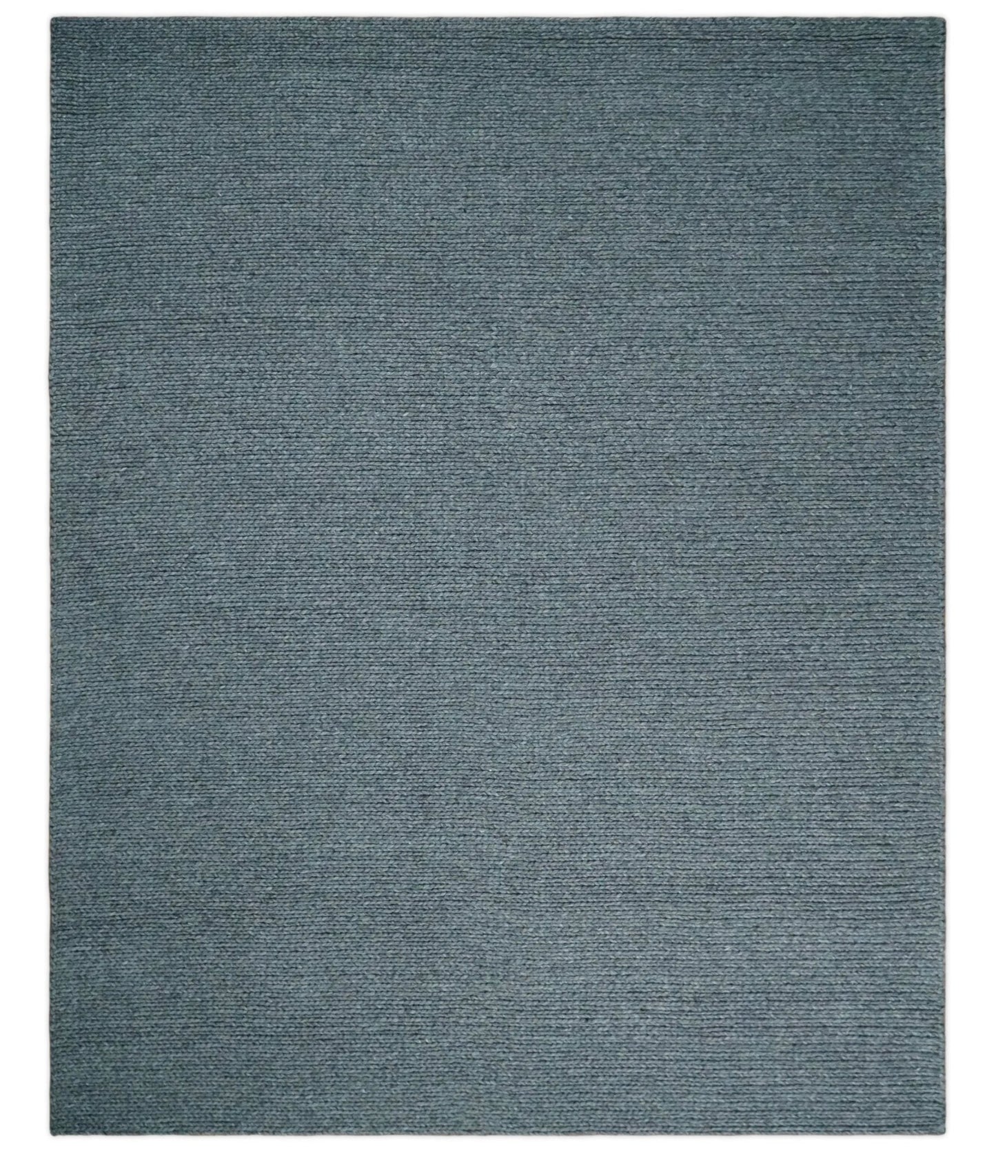 5x8 and 8x10 Braided Wool Solid Gray Felted Chunky Hand Woven Soft Plush Area Rug | DOV7