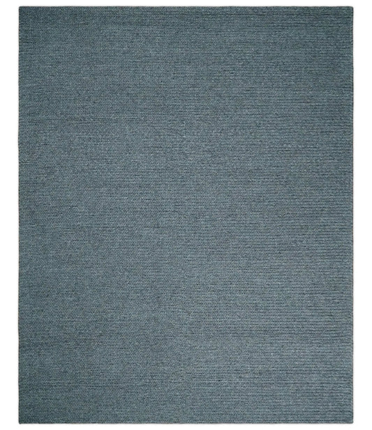 5x8 and 8x10 Braided Wool Solid Gray Felted Chunky Hand Woven Soft Plush Area Rug | DOV7