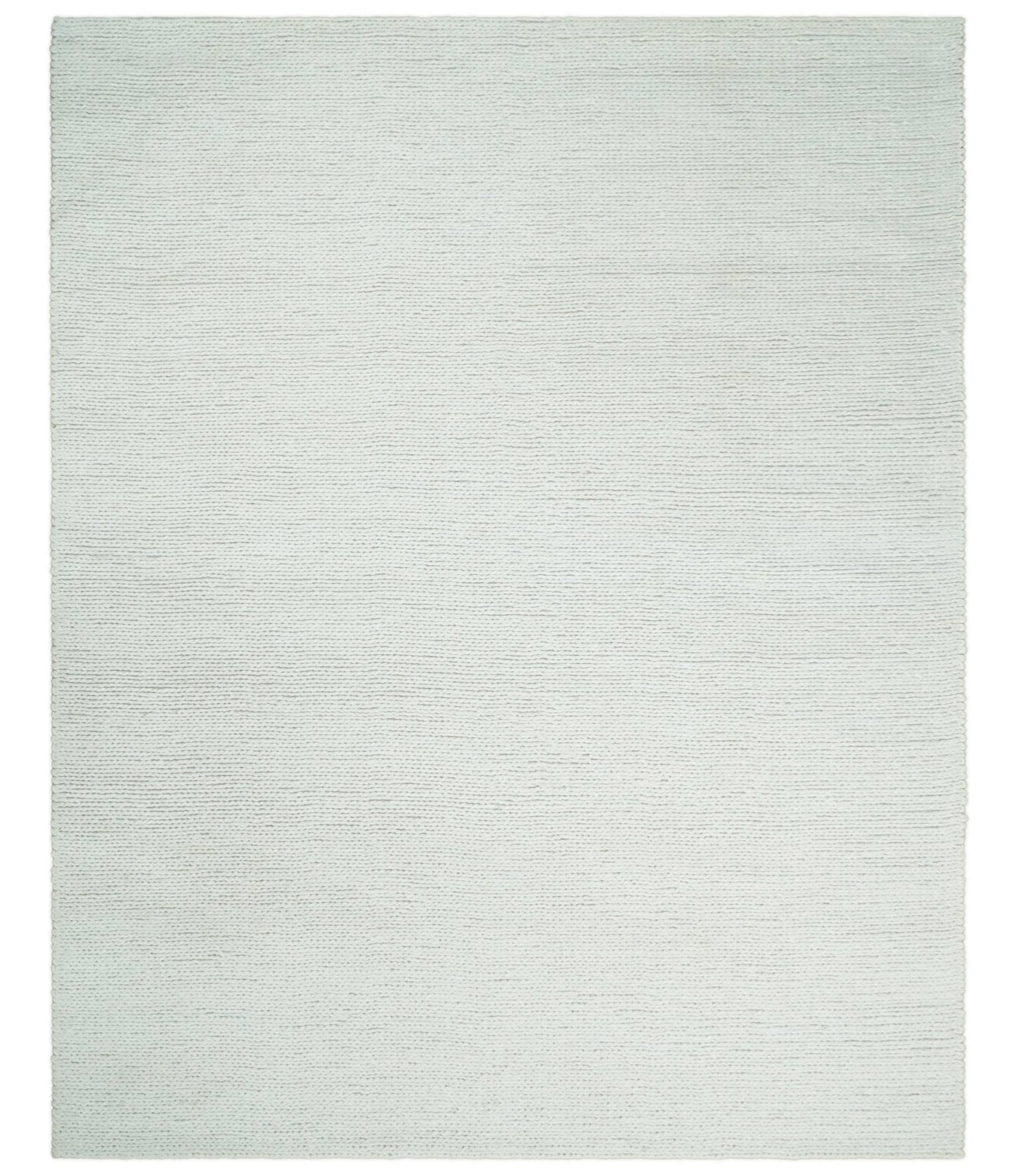 5x8 and 8x10 Braided Wool Solid White Felted Chunky Hand Woven Soft Plush Area Rug | DOV6