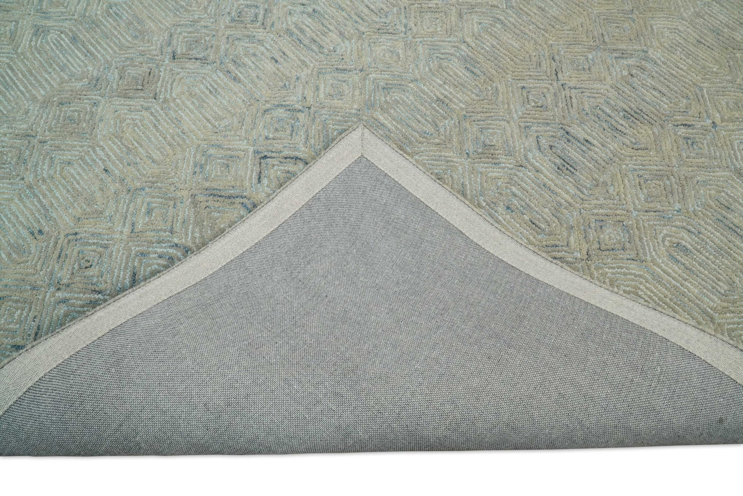 5x8 and 8x10 Hand Made Woolen Modern Camel and Blue Area Rug | EVE004