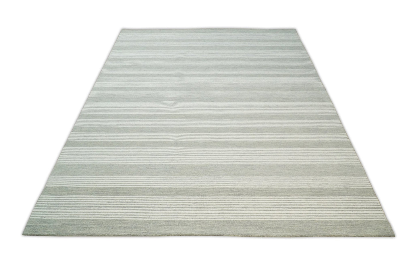 5x8 and 8x10 Hand Made Woolen Modern Grey and Ivory Area Rug | NAU001