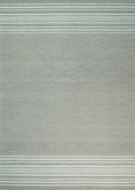 5x8 and 8x10 Hand Made Woolen Modern Stripes Ivory and Grey Area Rug | NAU003