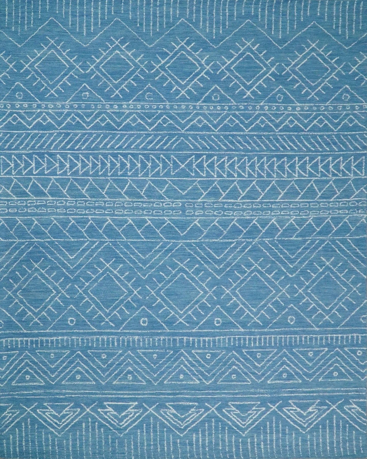 5x8 and 8x10 Hand Made Woolen Tribal Solid Blue Area Rug | AZT002