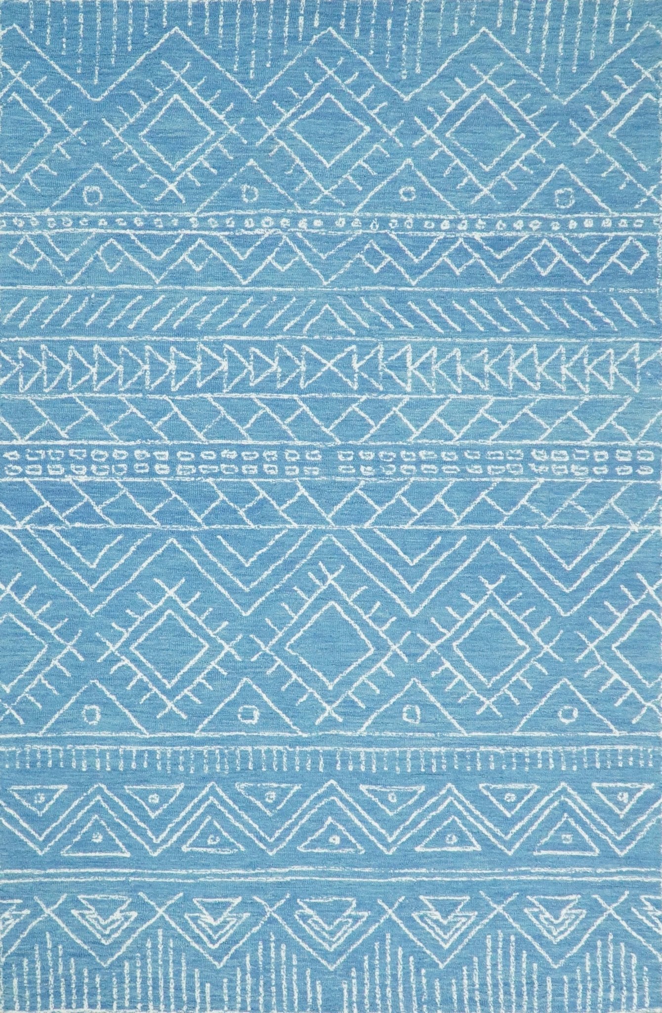 5x8 and 8x10 Hand Made Woolen Tribal Solid Blue Area Rug | AZT002