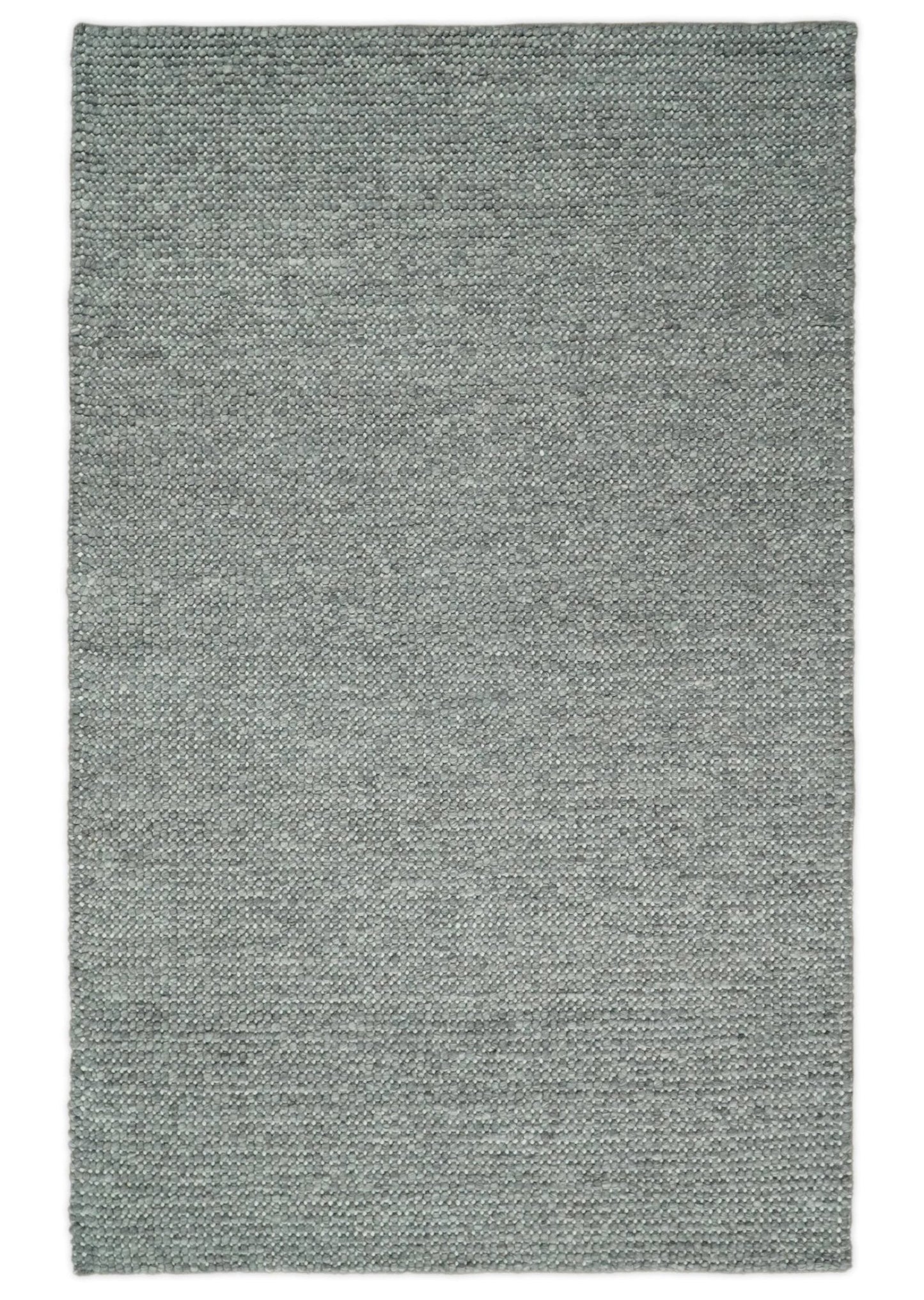 5x8 and 8x10 Solid Gray Chunky Handwoven Wool Area Rug, Layering Rug | TRD2381